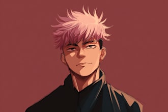 draw professional anime character digital art