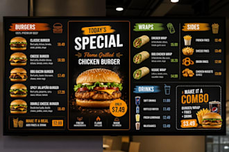 design a professional restaurant menu and takeaway menu