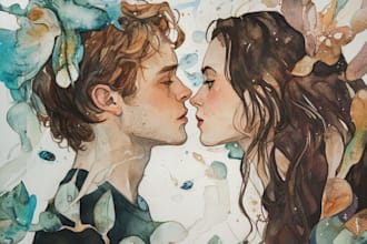 hand drawn artistic watercolor art