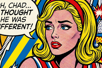 draw pop art portrait in roy lichtenstein style