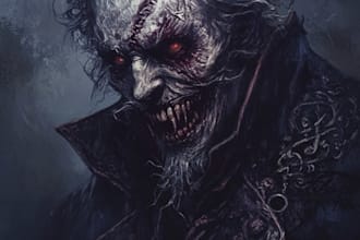 draw terrifying horror character illustrations in my unique