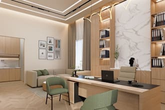 design a luxury office interior with photorealistic render