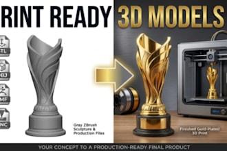 design custom 3d trophy, award, medal stl for cnc and 3d printing