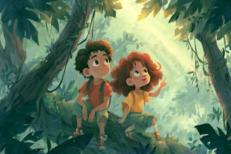 draw children story book illustration and cover