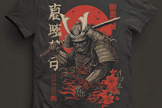 create stunning japanese style tattoo t shirt design