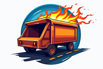 do make new style awesome thunder dumpster  roll off mascot logo