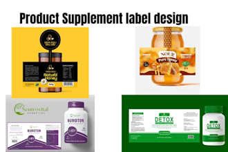 do product label design, cbd helm label, peptide vial, supplement label design