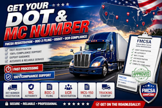 register dot, mc number, boc3 filing and fmcsa compliance for trucking company