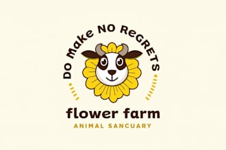 do make no regrets flower farm animal sanctuary  mascot logo