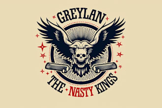 do make greylan hall and the nasty kings vintage logo design