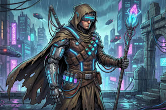 do cyberpunk futuristic city art