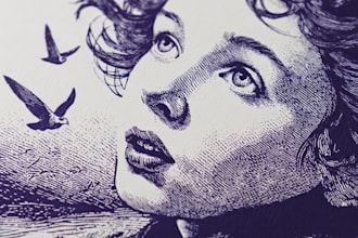 create vintage linocut character illustrations