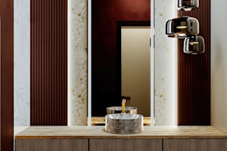 design a modern bathroom with realistic 3d renders