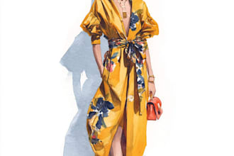 draw a fashion illustration, sketch, portrait