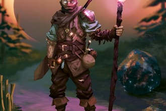 draw dnd character design and illustration