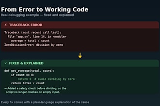 fix your python code errors, bugs and help you learn python