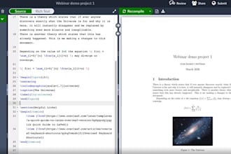 create professional latex documents, equations, reports and overleaf project