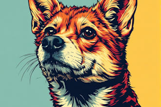 make a colorful animal pop art and portraits art for you
