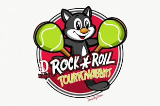 do make rock n roll round robin pickleball tournament mascot logo