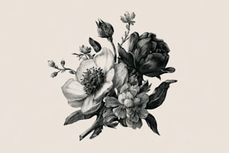draw botanical illustration of flower logo illustration