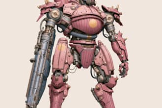 draw amazing character mecha robot illustration