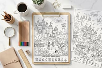 make custom hidden object coloring pages for KDP and etsy
