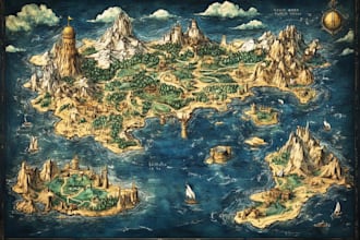 draw fantasy map for your book, rpg, 4k dnd with