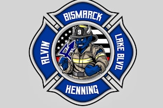 draw firefighter mascot logo design with unlimited review