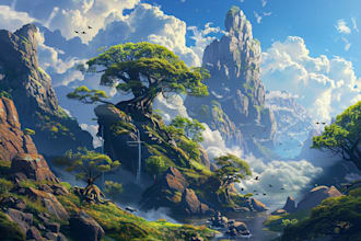 create fantasy landscape illustration