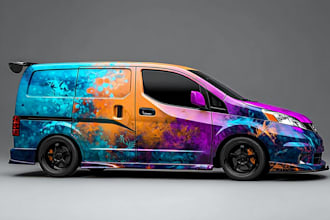 create racing car wrap, itasha wrap design with extreme creativity