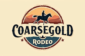 do make new style coarse gold rodeo vintage logo design