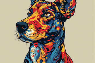 create professional animal pop art illustration