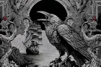 draw dark art illustration with engraving style