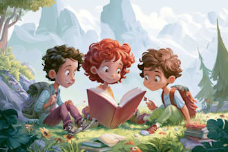 design children story book, child book illustration, picture