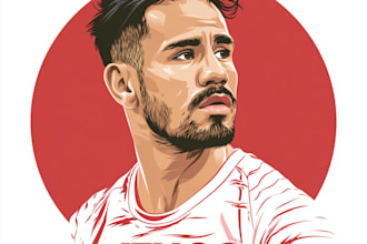 draw minimalist portrait sports cartoon illustration
