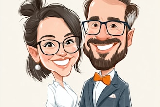 create a custom hobby caricature with a hand drawn portrait
