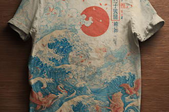 make a japanese t shirt illustration