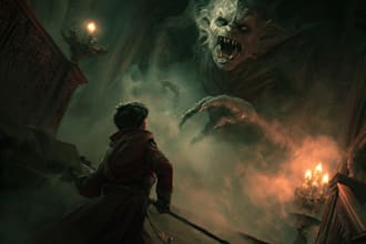 create dark fantasy horror art and creepy illustrations