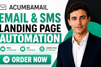 setup acumbamail email sms landing page automation