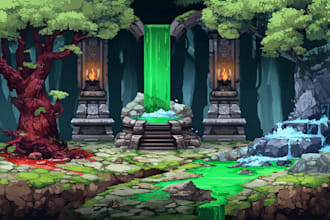design 2d game art map, environment, tileset, and background