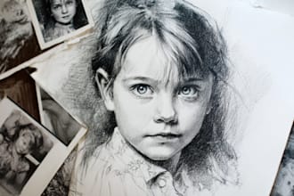 draw pencil or charcoal portrait from you photo