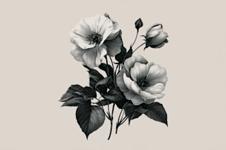 draw botanical illustration or flower illustration