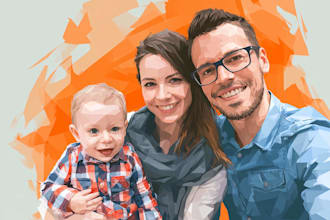 draw a realistic family or group portrait from a photo