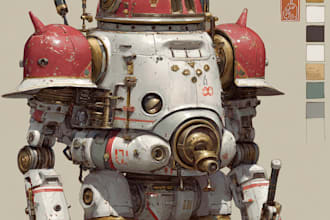 create retro mecha or scifi gundam art