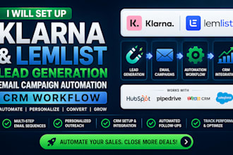 set up klarna lemlist lead generation email campaign automation CRM workflow
