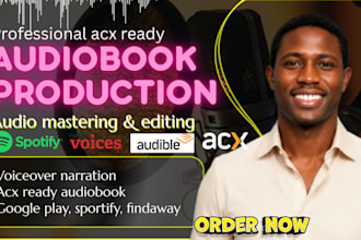 narrate, edit audiobook, fiction novel male voiceover character, acx audiobook