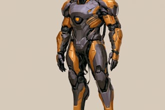 do anime style mecha robot illustrations