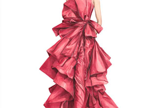 draw a fashion illustration, sketch, portrait