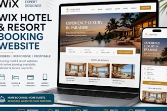 design wix hotel website resort accommodation booking lodge guest house website