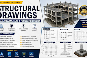 create structural drawings, beam, column, slab, and foundation design